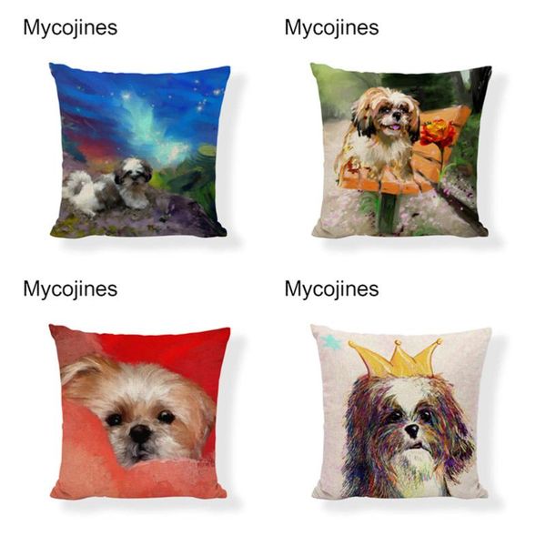 cartoon cute dog oil painting shih tzu cushion cover 17*17in linen decor home office four-piece set couch forest pillow cases cushion/decora
cartoon cute dog oil painting shih tzu cushion cover 17*17in linen decor home office four-piece set couch forest pillow cases cushion/decora