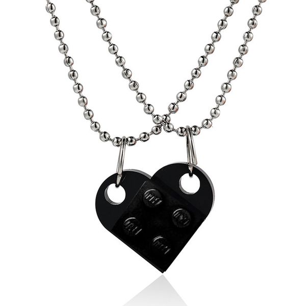 brick couples heart pendant shaped necklace for friendship 2 two piece jewelry made with lego elements valentine's day gift, Silver
brick couples heart pendant shaped necklace for friendship 2 two piece jewelry made with lego elements valentine's day gift, Silver