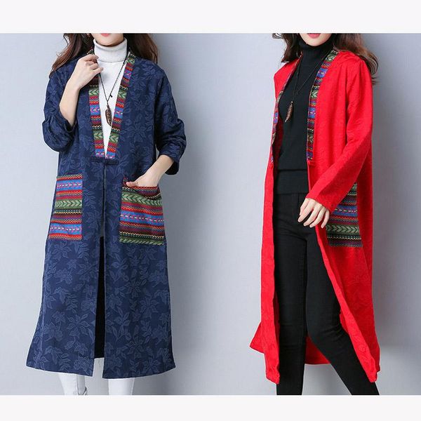 women's trench coats 2021 ethnic long coat women linen cotton jacquard floral sleeve pockets single button casual winter jacket, Tan;black
women's trench coats 2021 ethnic long coat women linen cotton jacquard floral sleeve pockets single button casual winter jacket, Tan;black