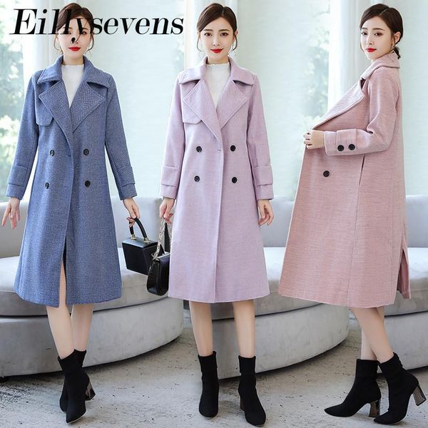 women's wool & blends fall winter long coat turn-down collar elegant aesthetic button outerwear casual all-match simple female 2021, Black
women's wool & blends fall winter long coat turn-down collar elegant aesthetic button outerwear casual all-match simple female 2021, Black