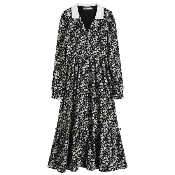 casual dresses 2021 style floral print elegant trendy vestidos pastel high waist dress women winter autumn robe ukraine, Black;gray 
casual dresses 2021 style floral print elegant trendy vestidos pastel high waist dress women winter autumn robe ukraine, Black;gray