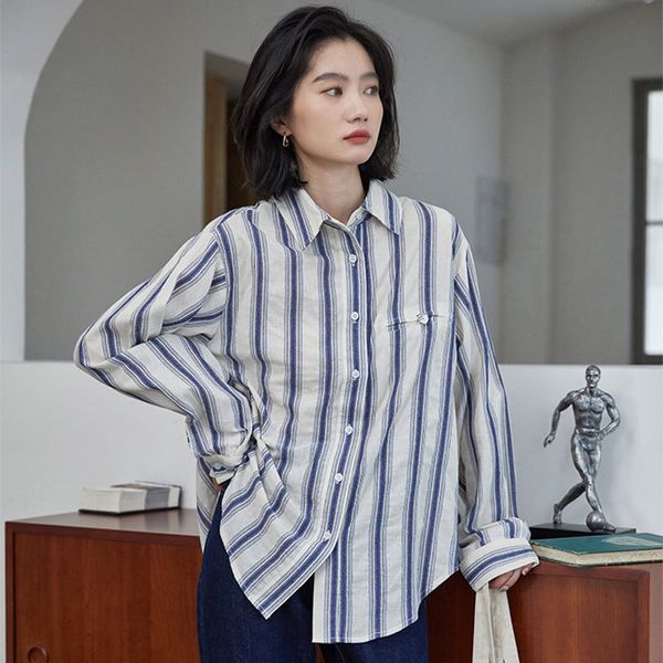 women's blouses & shirts arrival spring autumn korea fashion women long sleeve loose shirt all-matched casual cotton linen striped, White
women's blouses & shirts arrival spring autumn korea fashion women long sleeve loose shirt all-matched casual cotton linen striped, White