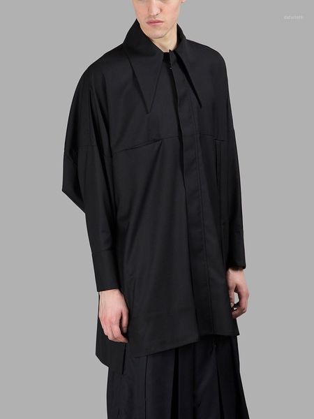 men's casual shirts black big pointed collar unique design of urban youth in the long loose large size sleeve shirt, White;black
men's casual shirts black big pointed collar unique design of urban youth in the long loose large size sleeve shirt, White;black