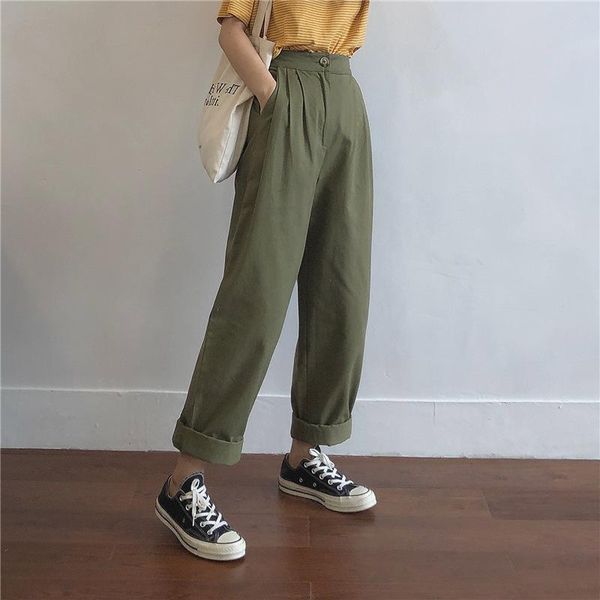 women's pants & capris high waist overalls solid color casual straight trousers thin section women, Black;white
women's pants & capris high waist overalls solid color casual straight trousers thin section women, Black;white