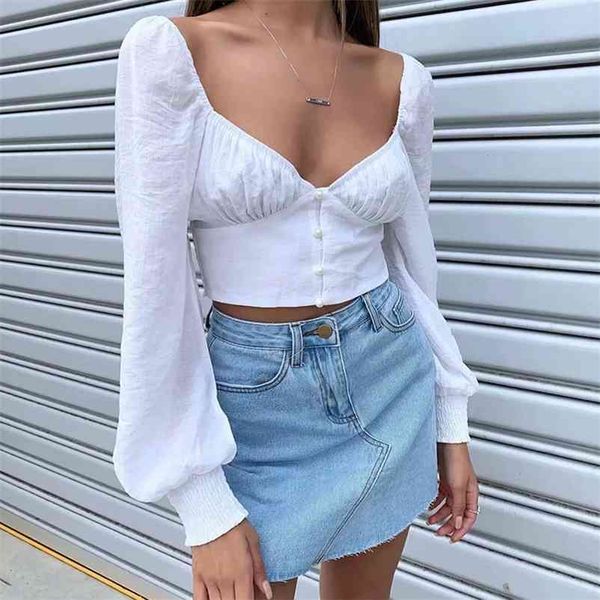 foridol puff long sleeve crop women button up vintage white summer female cotton short blouse blusa mujers 210415
foridol puff long sleeve crop women button up vintage white summer female cotton short blouse blusa mujers 210415