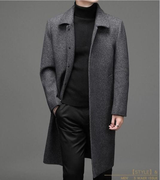 men's wool & blends mens british style single breasted coat long trench male clothing classic business casual, Black
men's wool & blends mens british style single breasted coat long trench male clothing classic business casual, Black