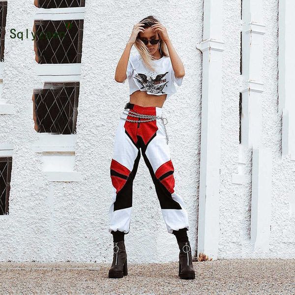 women cotton high waist patchwork pants harem pants streetwear buckle cargo pants loose jogger trousers women sweatpants 210709, Black;white
women cotton high waist patchwork pants harem pants streetwear buckle cargo pants loose jogger trousers women sweatpants 210709, Black;white