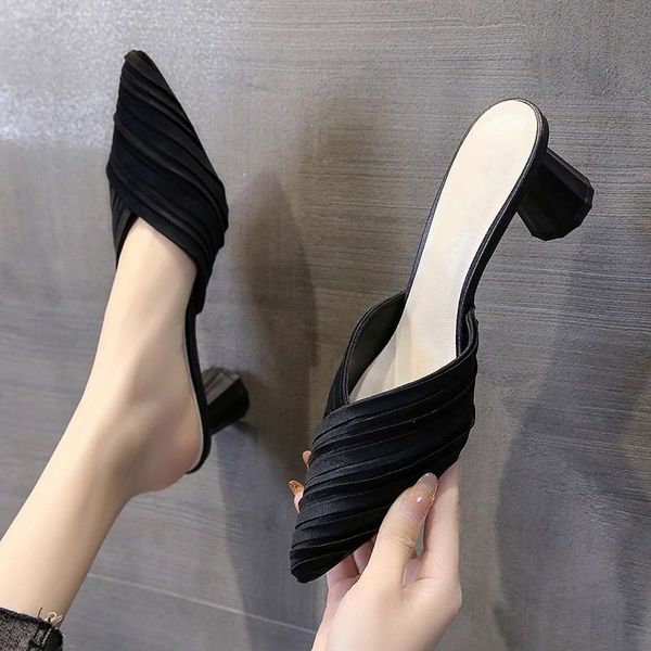 dress shoes summer round heel braid high heels 2021 outdoor shallow pointed toe wedding party mules ladies zapatos de mujer, Black
dress shoes summer round heel braid high heels 2021 outdoor shallow pointed toe wedding party mules ladies zapatos de mujer, Black