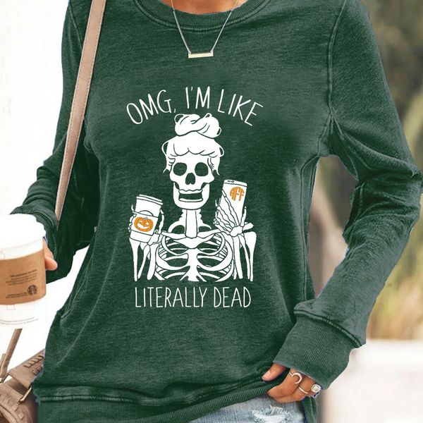 autumn wear halloween theme round neck skull print loose long sleeve women's sweater, Black
autumn wear halloween theme round neck skull print loose long sleeve women's sweater, Black