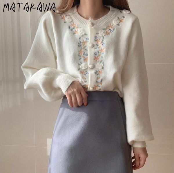 matakawa long sleeve women sweater korean chic autumn and winter sweet pearl buckle embroidery flower knitted cardigan 210513, White;black
matakawa long sleeve women sweater korean chic autumn and winter sweet pearl buckle embroidery flower knitted cardigan 210513, White;black