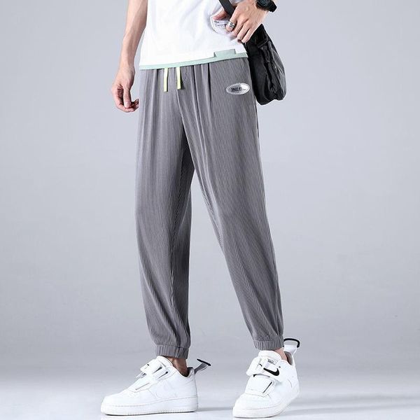 men's pants summer thin ice silk casual trend leggings loose size breathable fashion brand fast dry running, Black
men's pants summer thin ice silk casual trend leggings loose size breathable fashion brand fast dry running, Black