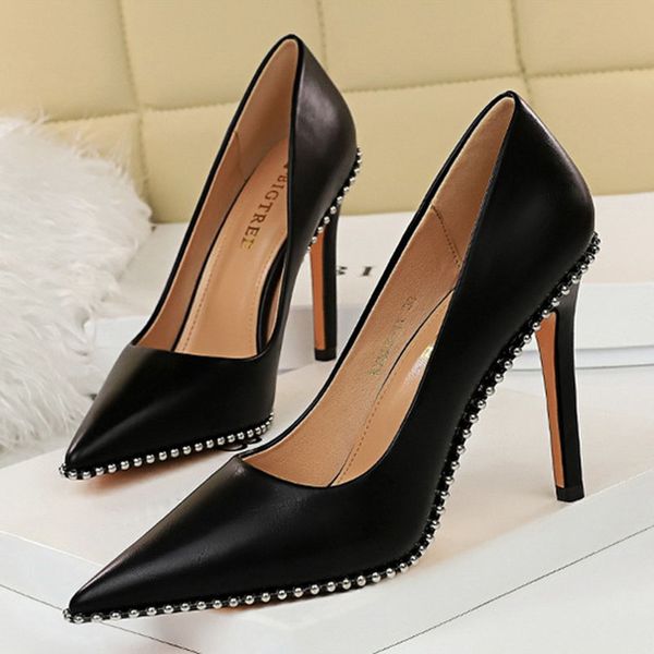 super high heels women party shoes ladies fashion heeled shoes rivets pointed toe brand women pumps heel height11cm a3187, Black
super high heels women party shoes ladies fashion heeled shoes rivets pointed toe brand women pumps heel height11cm a3187, Black
