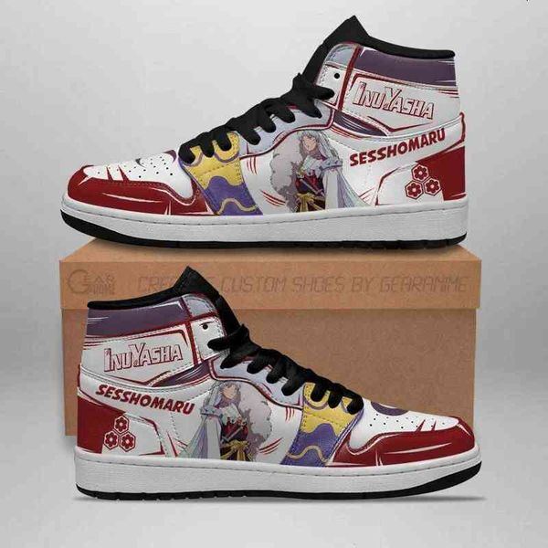 sshomaru sneakers inuyasha anime leather, Black