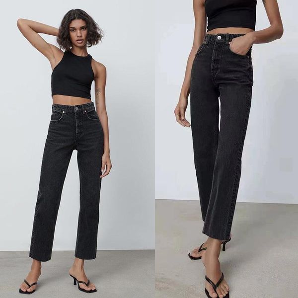 spring and autumn fashion classichigh waist show thin casual versatile nine points straight wide leg jeans women's, Blue
spring and autumn fashion classichigh waist show thin casual versatile nine points straight wide leg jeans women's, Blue