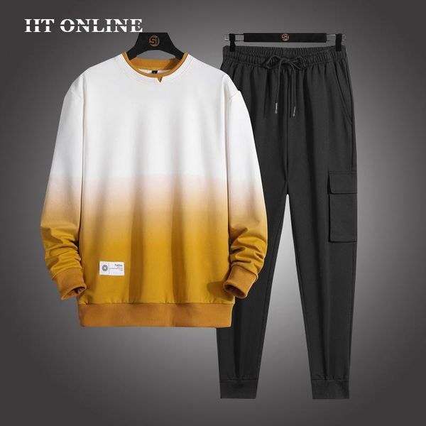 men's tracksuits fashion sets 2 piece men autumn hip hop o-neck sportswear suit+pants casual gradient pullover jogger streetwear, Gray
men's tracksuits fashion sets 2 piece men autumn hip hop o-neck sportswear suit+pants casual gradient pullover jogger streetwear, Gray