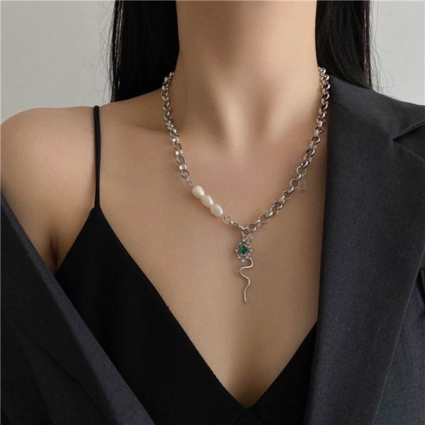 pendant necklaces mengjiqiao 2021 fashion metal chain necklace for women girls elegant freshwater pearl green crystal bijoux, Silver
pendant necklaces mengjiqiao 2021 fashion metal chain necklace for women girls elegant freshwater pearl green crystal bijoux, Silver