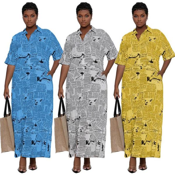 party dresses plus size spaper printed long shirt dress for women pocket turn-down collar button up casual club maxi, White;black
party dresses plus size spaper printed long shirt dress for women pocket turn-down collar button up casual club maxi, White;black
