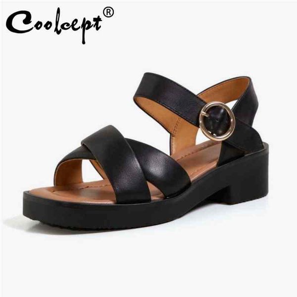 coolcept real leather women sandals square heel toe buckle strap shoes solid color 2021 summer casual footwear size 34-39, Black
coolcept real leather women sandals square heel toe buckle strap shoes solid color 2021 summer casual footwear size 34-39, Black