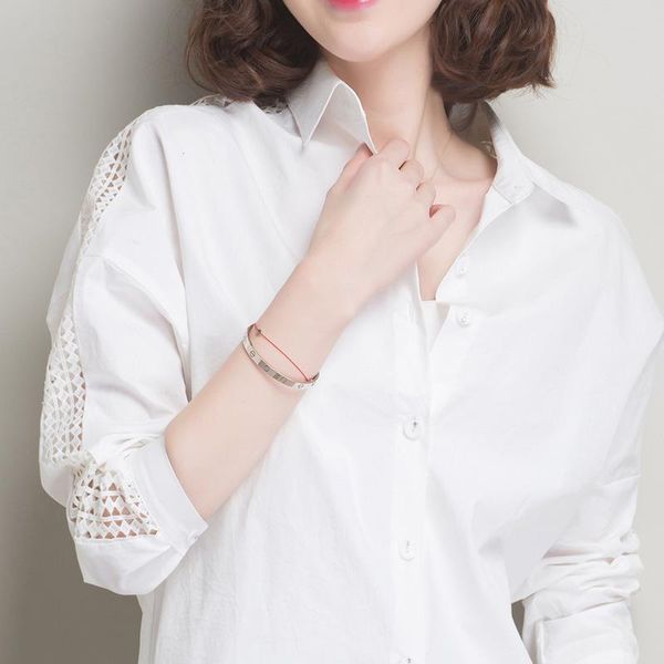 women's blouses & shirts 2021 long sleeve solid cotton v neck button casual plus size women blusa feminina hollow out blouse, White
women's blouses & shirts 2021 long sleeve solid cotton v neck button casual plus size women blusa feminina hollow out blouse, White