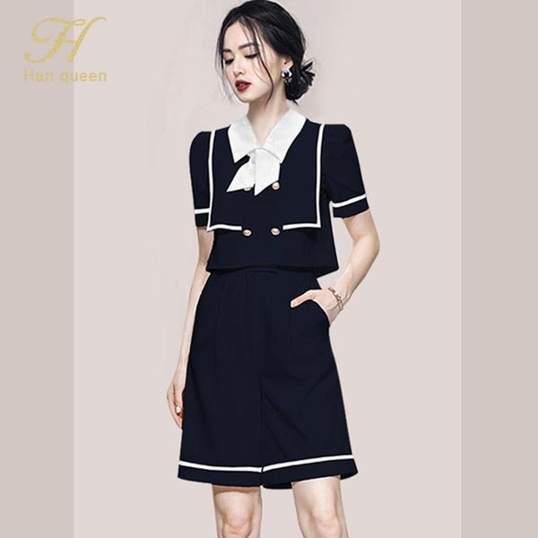 women's tracksuits h han queen 2021 summer 2 pieces set simple navy collar double breasted crop & high waist pants work pant suits, Gray
women's tracksuits h han queen 2021 summer 2 pieces set simple navy collar double breasted crop & high waist pants work pant suits, Gray
