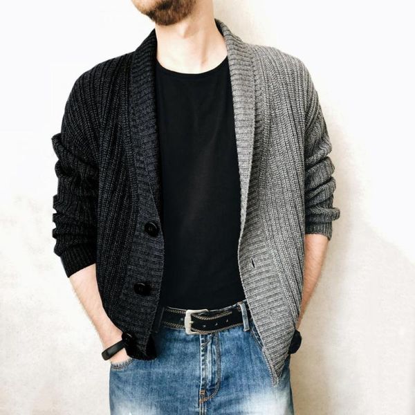 men's sweaters knitted long sleeve sweater coat autumn winter single-breasted color stitching cardigan outerwear, White;black
men's sweaters knitted long sleeve sweater coat autumn winter single-breasted color stitching cardigan outerwear, White;black