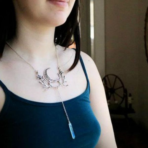 pendant necklaces silvery moon // crescent and silver branches necklace, raw crystal forest twig jewelry, woodland accessory
pendant necklaces silvery moon // crescent and silver branches necklace, raw crystal forest twig jewelry, woodland accessory
