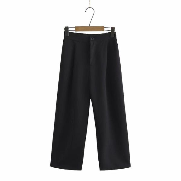 plus size solid black stretch waist women chiffon pants 2021 spring autumn casual ladies wide leg female trousers women's & capris, Black;white
plus size solid black stretch waist women chiffon pants 2021 spring autumn casual ladies wide leg female trousers women's & capris, Black;white