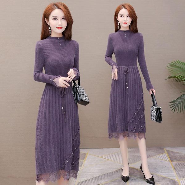 casual dresses autumn winter imitation mink sweater maxi dress women lace up knitted full sleeve female knitwear soft mesh purple, Black;gray
casual dresses autumn winter imitation mink sweater maxi dress women lace up knitted full sleeve female knitwear soft mesh purple, Black;gray