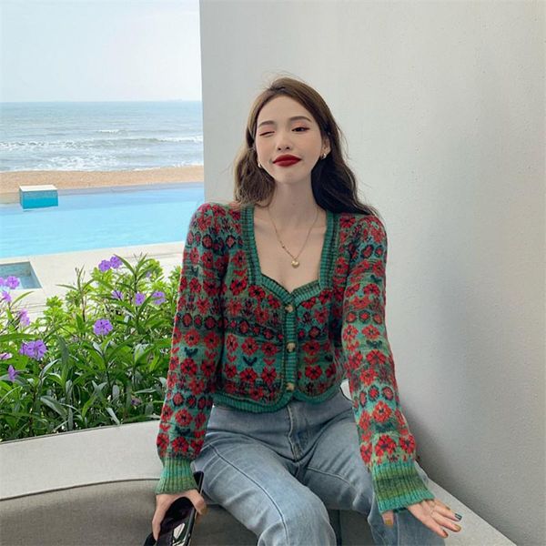 women's knits & tees autumn and winter knitted retro short loose long-sleeved cardigans french niche foreign style sweaters women, White
women's knits & tees autumn and winter knitted retro short loose long-sleeved cardigans french niche foreign style sweaters women, White