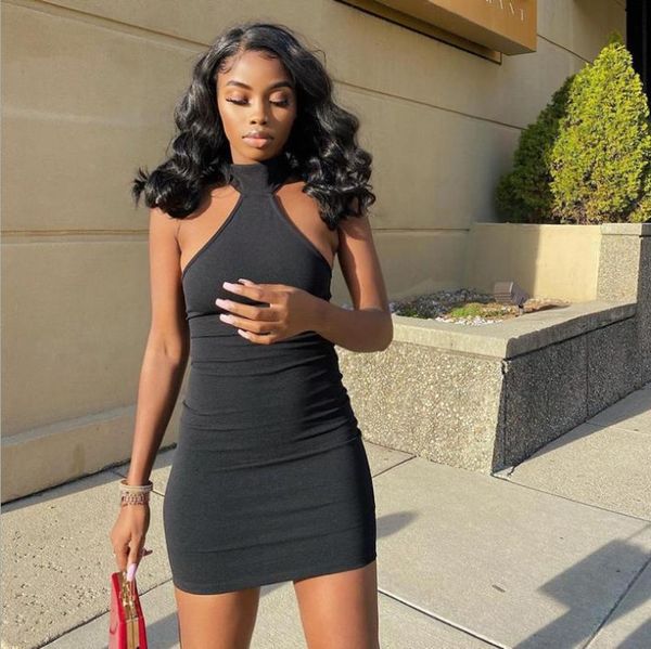 casual dresses 2021 summer women fashion halter mini stylish ladies solid black bodyocn dress high street outfit backless, Black;gray
casual dresses 2021 summer women fashion halter mini stylish ladies solid black bodyocn dress high street outfit backless, Black;gray