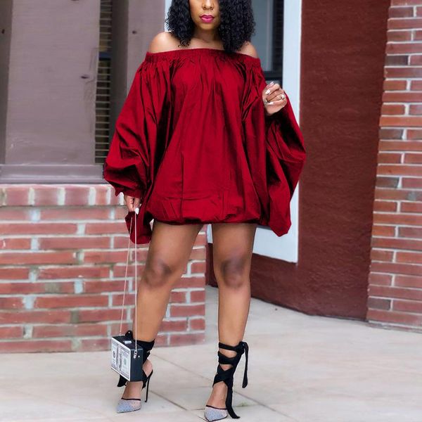 casual dresses off shoulder loose mini dress one word collar lantern sleeves solid color folds fashion beach party, Black;gray
casual dresses off shoulder loose mini dress one word collar lantern sleeves solid color folds fashion beach party, Black;gray