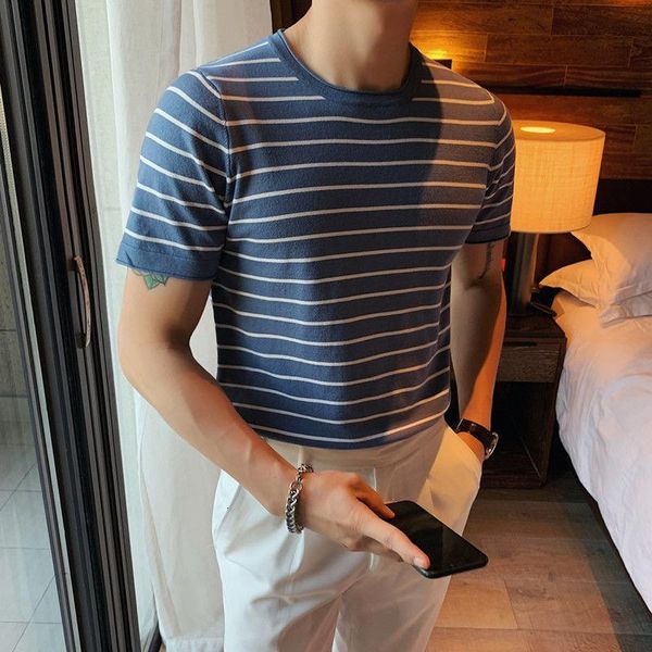 men's t-shirts british slim striped t-shirt round neck casual trend summer men's ice silk short sleeve tee shirt homme tshirt for m, White;black
men's t-shirts british slim striped t-shirt round neck casual trend summer men's ice silk short sleeve tee shirt homme tshirt for m, White;black