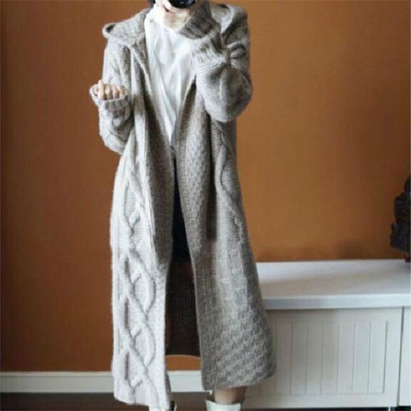 women's knits & tees limiguyue chic korean sweater mid-length hooded cardigan lazy oaf loose thick twist casual long sleeve coat k3121, White
women's knits & tees limiguyue chic korean sweater mid-length hooded cardigan lazy oaf loose thick twist casual long sleeve coat k3121, White