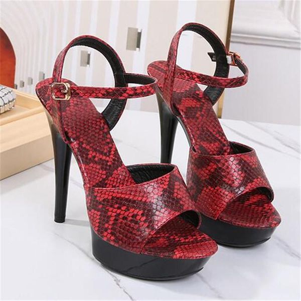 women snakeskin sandals 13/15 cm high heel shoes night club lady platform fashion stripper thin heels, Black
women snakeskin sandals 13/15 cm high heel shoes night club lady platform fashion stripper thin heels, Black