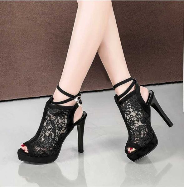 women high heel sandals summer fashion open toe hollow lace thin black ladies 11cm pumps party wedding shoes dress
women high heel sandals summer fashion open toe hollow lace thin black ladies 11cm pumps party wedding shoes dress