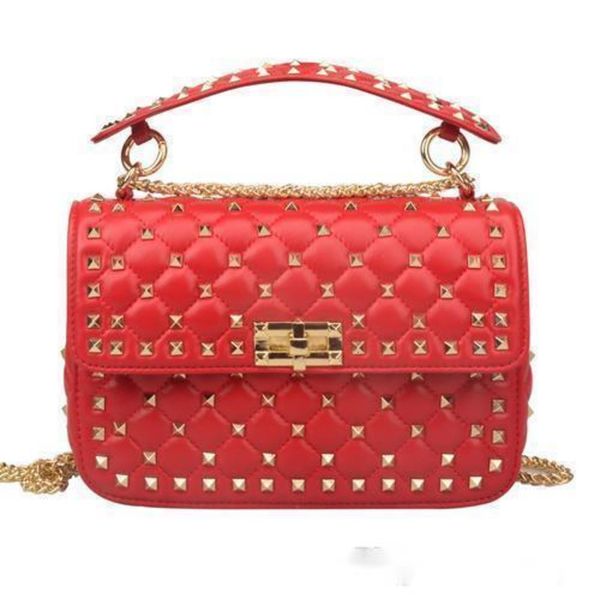 women s studs real leather chain strap shoulder handbags purse hight quality
