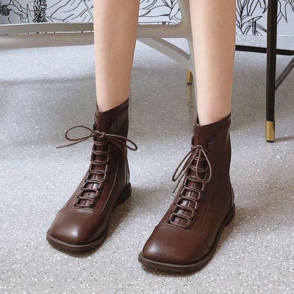 boots fall / winter 20 versatile net red square lace up thin short british style fashionable, Black
boots fall / winter 20 versatile net red square lace up thin short british style fashionable, Black