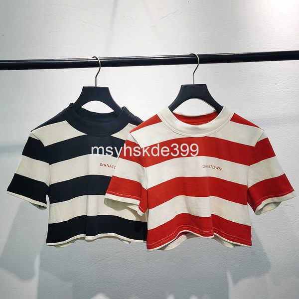 women's t-shirt high version aw wangjia spring and summer striped cotton linen short sleeve navel exposed t-shirt women's fashion, White
women's t-shirt high version aw wangjia spring and summer striped cotton linen short sleeve navel exposed t-shirt women's fashion, White