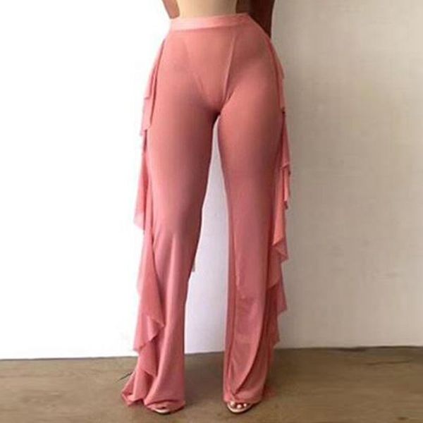 traf women's pants solid color high waist breathable ruffled mesh trousers see-through wide-leg & capris, Black;white
traf women's pants solid color high waist breathable ruffled mesh trousers see-through wide-leg & capris, Black;white