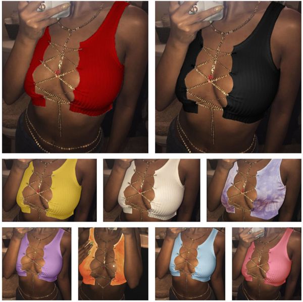 women's t-shirt solid color designers women vest metal chain strap fold split fork breast wrapping short sleeve fashion c, White
women's t-shirt solid color designers women vest metal chain strap fold split fork breast wrapping short sleeve fashion c, White