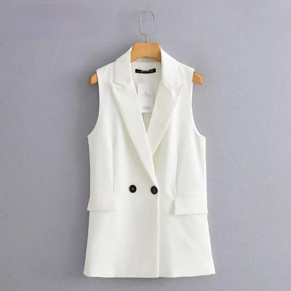 women's vests 2021 women simply sleeveless double breasted vest jacket office ladies wear casual suit waistcoat pockets outwear ct514, Black;white
women's vests 2021 women simply sleeveless double breasted vest jacket office ladies wear casual suit waistcoat pockets outwear ct514, Black;white