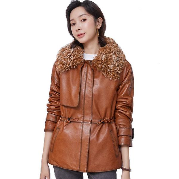 women's leather & faux lady genuine sheepskin suede coat down lining lamb fur collar autumn winter women jacket suit outerwear lf21011n, Black
women's leather & faux lady genuine sheepskin suede coat down lining lamb fur collar autumn winter women jacket suit outerwear lf21011n, Black