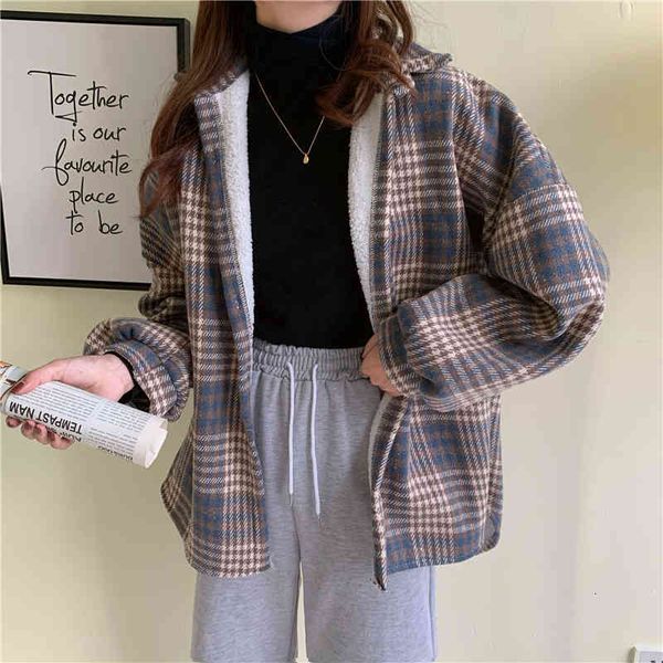 women's knits & tees warm women plaid shirt winter thick velvet lining loose long sleeve ladies blouse turn down collar vintage bl, White
women's knits & tees warm women plaid shirt winter thick velvet lining loose long sleeve ladies blouse turn down collar vintage bl, White