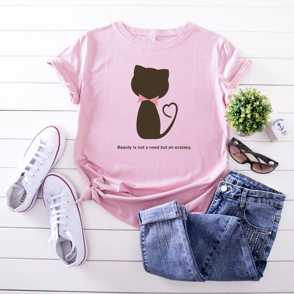 summer cotton t shirts female cute cat print graphic tees plus size women clothing casual streetwear women's t-shirt, White
summer cotton t shirts female cute cat print graphic tees plus size women clothing casual streetwear women's t-shirt, White