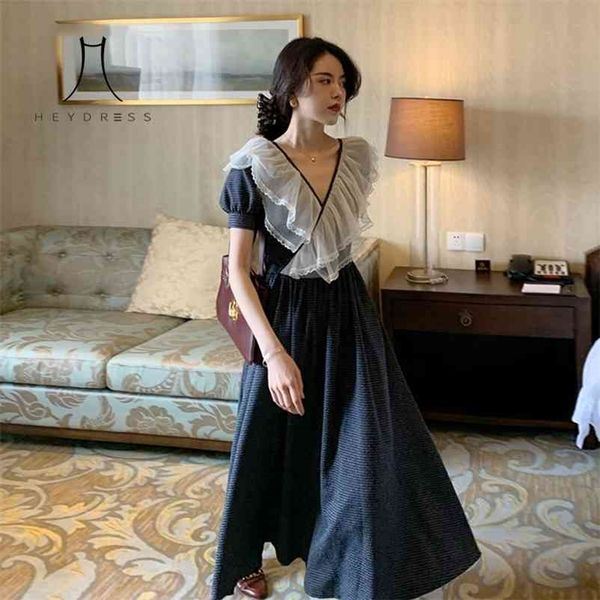 chic v neck lace patchwork women long maxi dress sweet party puff sleeve dresses korean elegant vestidos femme 210517, Black;gray
chic v neck lace patchwork women long maxi dress sweet party puff sleeve dresses korean elegant vestidos femme 210517, Black;gray
