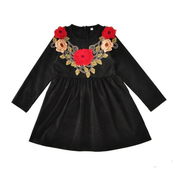 girl's dresses 2021 autumn girl long-sleeved baby princess dress black flower pattern patch children's clothing, Red;yellow
girl's dresses 2021 autumn girl long-sleeved baby princess dress black flower pattern patch children's clothing, Red;yellow