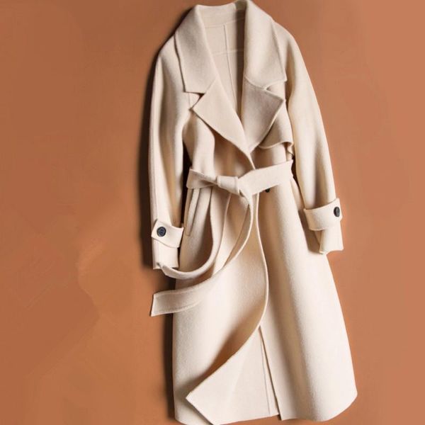 women's wool & blends autumn winter thick beige long double-sided coat women overcoat 6 color belt suit collar office lady woolen jacke, Black
women's wool & blends autumn winter thick beige long double-sided coat women overcoat 6 color belt suit collar office lady woolen jacke, Black
