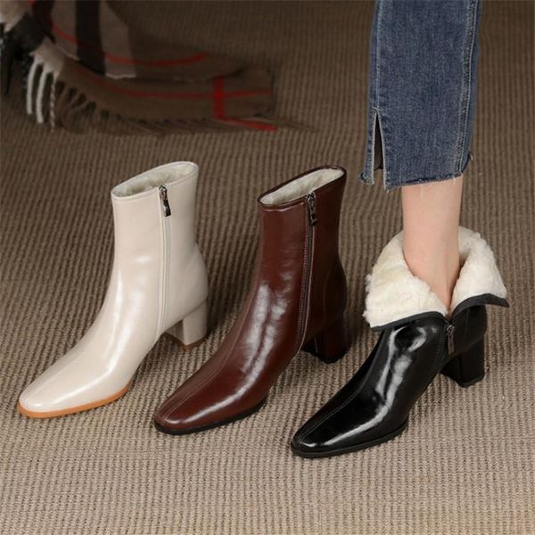 boots winter thicken warm lambswool women's square toe thick heel simplicity fashion mid shoes solid color skinny, Black
boots winter thicken warm lambswool women's square toe thick heel simplicity fashion mid shoes solid color skinny, Black