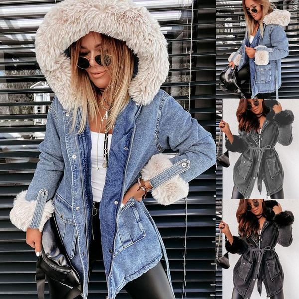 mandylandy patchwork denim jacket women plus size pocket fur collar hooded winter warm mid-length jean coat outwear women's jackets, Black;brown
mandylandy patchwork denim jacket women plus size pocket fur collar hooded winter warm mid-length jean coat outwear women's jackets, Black;brown