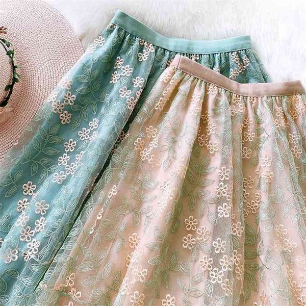 summer skirts women midi skirt embroidery flower lady sweet knee length mesh female casual streetwear bottoms 210529, Black
summer skirts women midi skirt embroidery flower lady sweet knee length mesh female casual streetwear bottoms 210529, Black